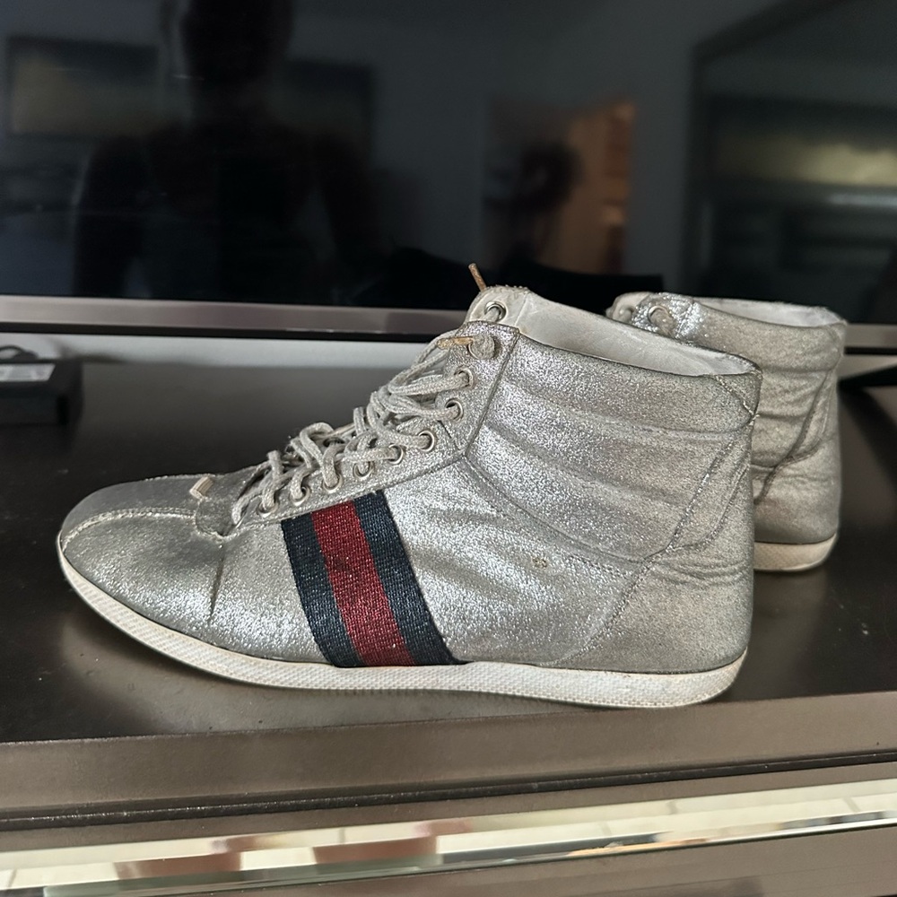 8.5 Gucci high top glitter gym shoes